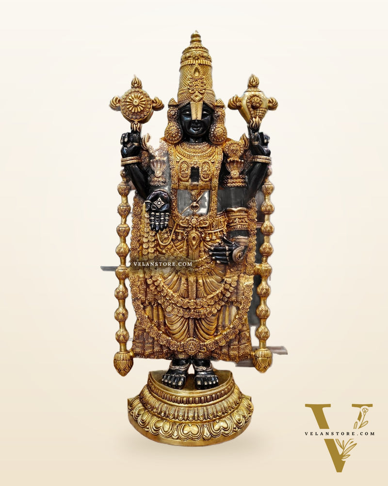 Pure Brass Black Tirupati Balaji Idol | Lord Venkateshwara | 48 inch