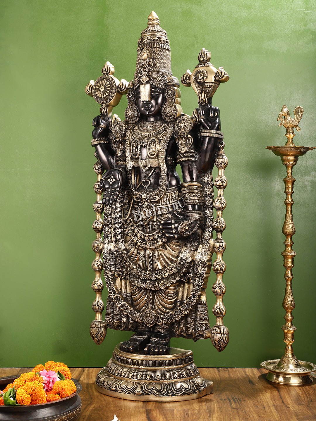 Antique Brass Black Tirupati Balaji Idol | Lord Venkateshwara | 48 inch