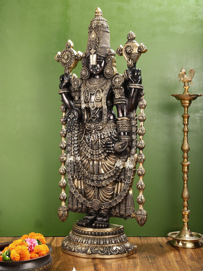 Antique Brass Black Tirupati Balaji Idol | Lord Venkateshwara | 48 inch