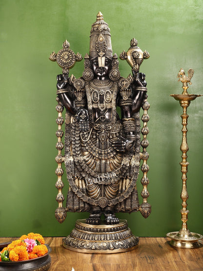 Antique Brass Black Tirupati Balaji Idol | Lord Venkateshwara | 48 inch