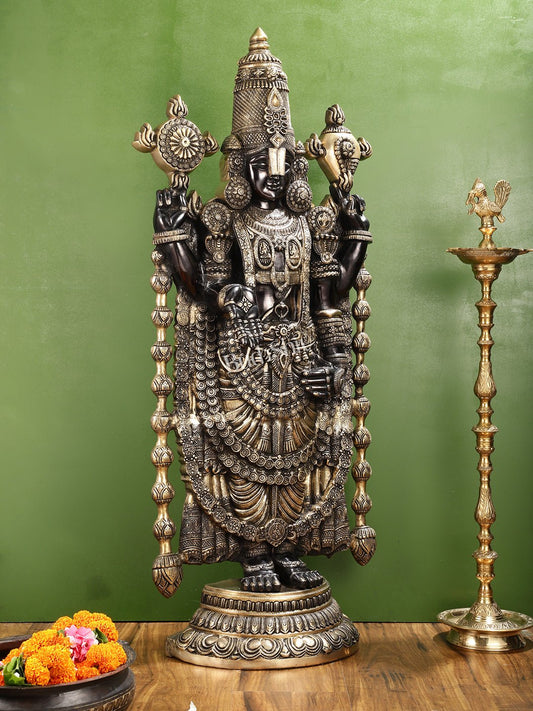Antique Brass Black Tirupati Balaji Idol | Lord Venkateshwara | 48 inch