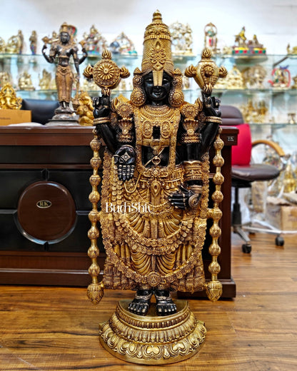 Pure Brass Black Tirupati Balaji Idol | Lord Venkateshwara | 48 inch