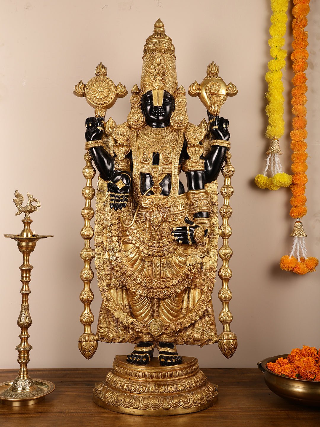 Pure Brass Black Tirupati Balaji Idol | Lord Venkateshwara | 48 inch