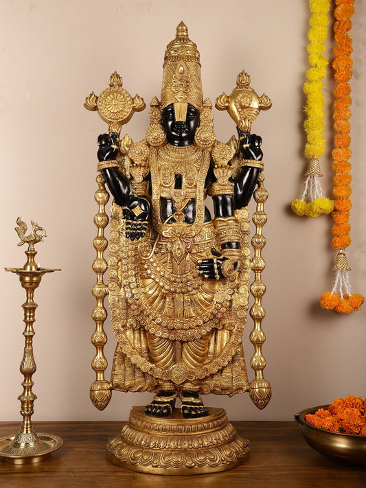 Pure Brass Black Tirupati Balaji Idol | Lord Venkateshwara | 48 inch