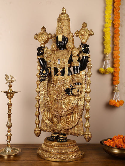 Pure Brass Black Tirupati Balaji Idol | Lord Venkateshwara | 48 inch