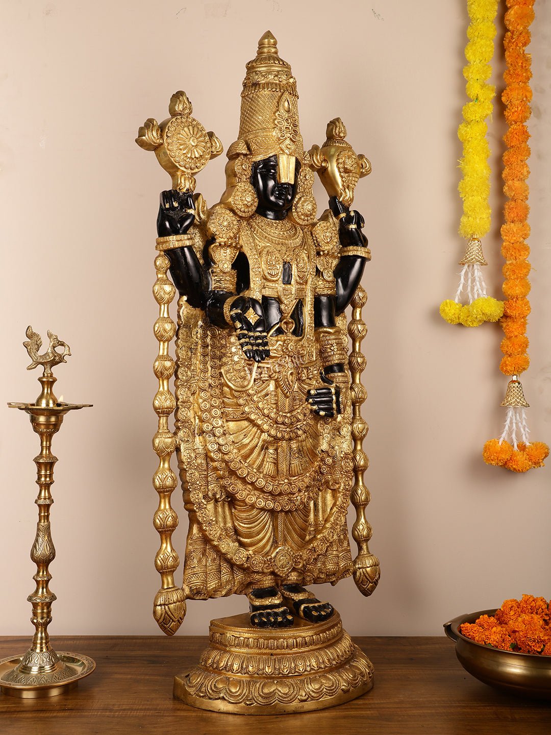Pure Brass Black Tirupati Balaji Idol | Lord Venkateshwara | 48 inch