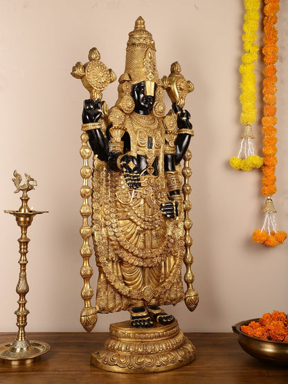Pure Brass Black Tirupati Balaji Idol | Lord Venkateshwara | 48 inch