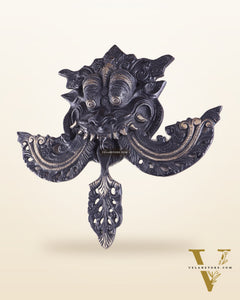 Pure Brass black tone Kirtimukha Yali Wall Hanging - 11" Height