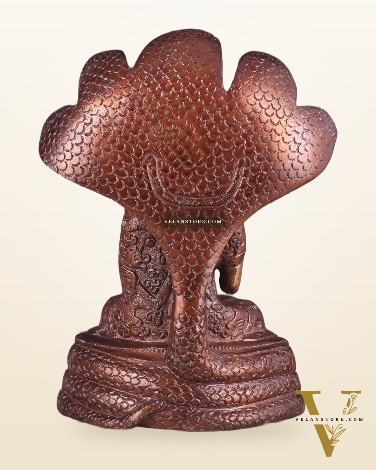 Pure Brass Blessing Buddha Idol under Serpent Muchalinda 8" dual tone