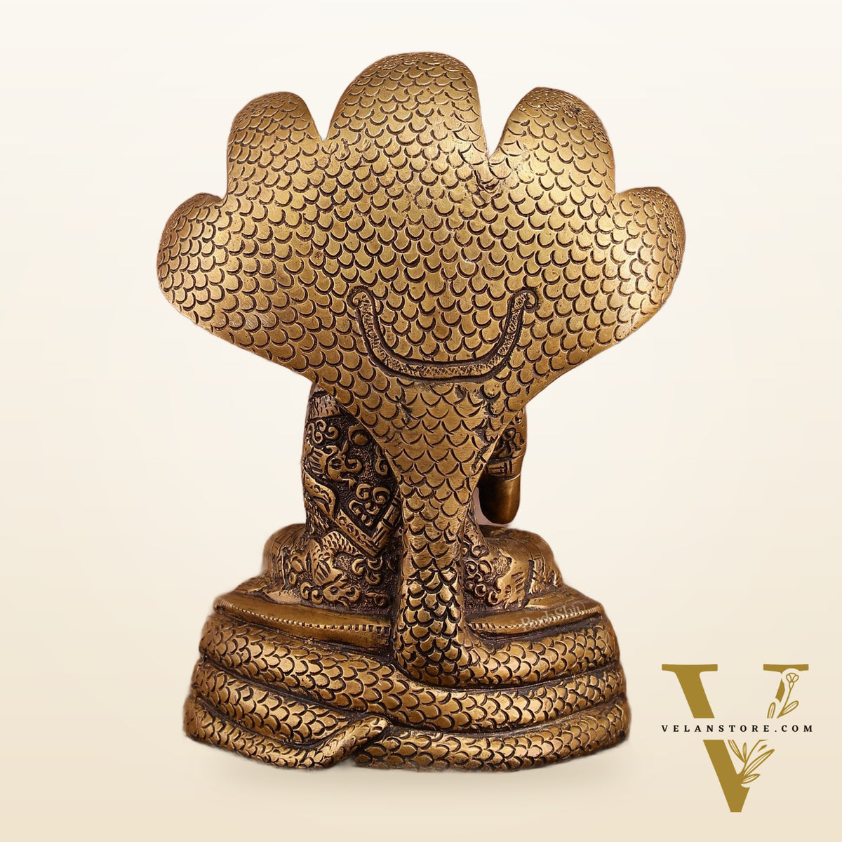 Pure Brass Blessing Buddha Idol under Serpent Muchalinda | Iconic Sculpture 8 Inch