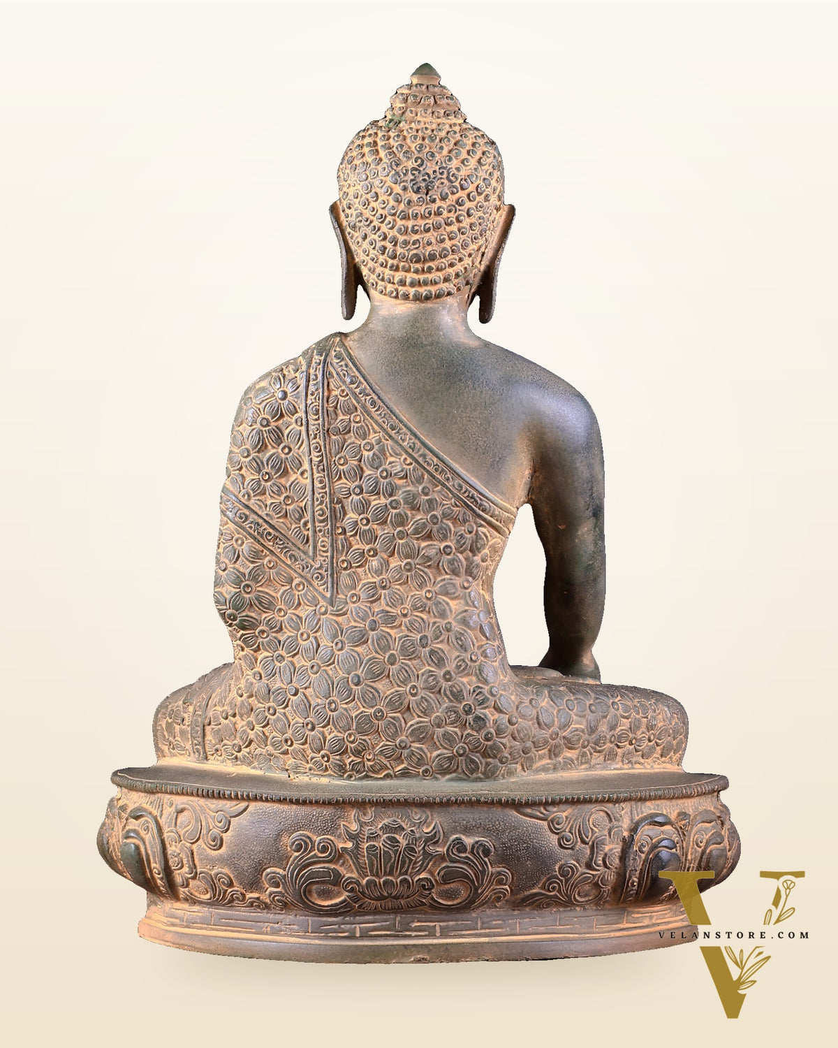 Pure Brass blessing Buddha Sculpture - 13" antique sand finish