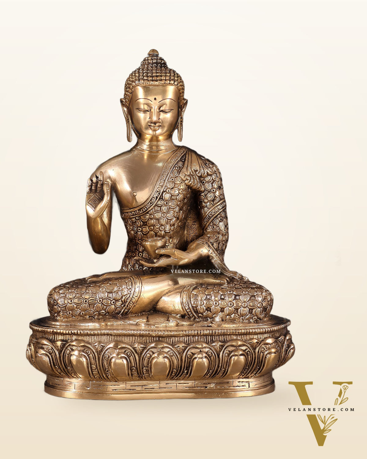 Pure Brass blessing Buddha Sculpture - 13"