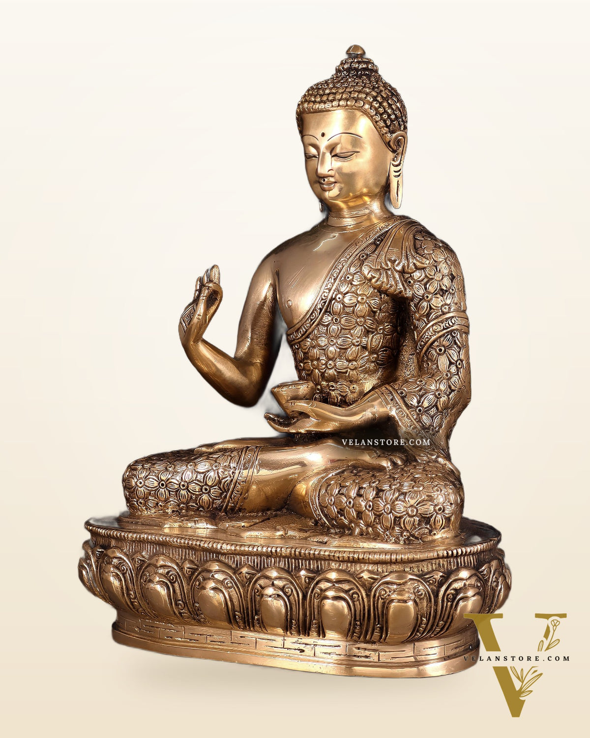Pure Brass blessing Buddha Sculpture - 13"