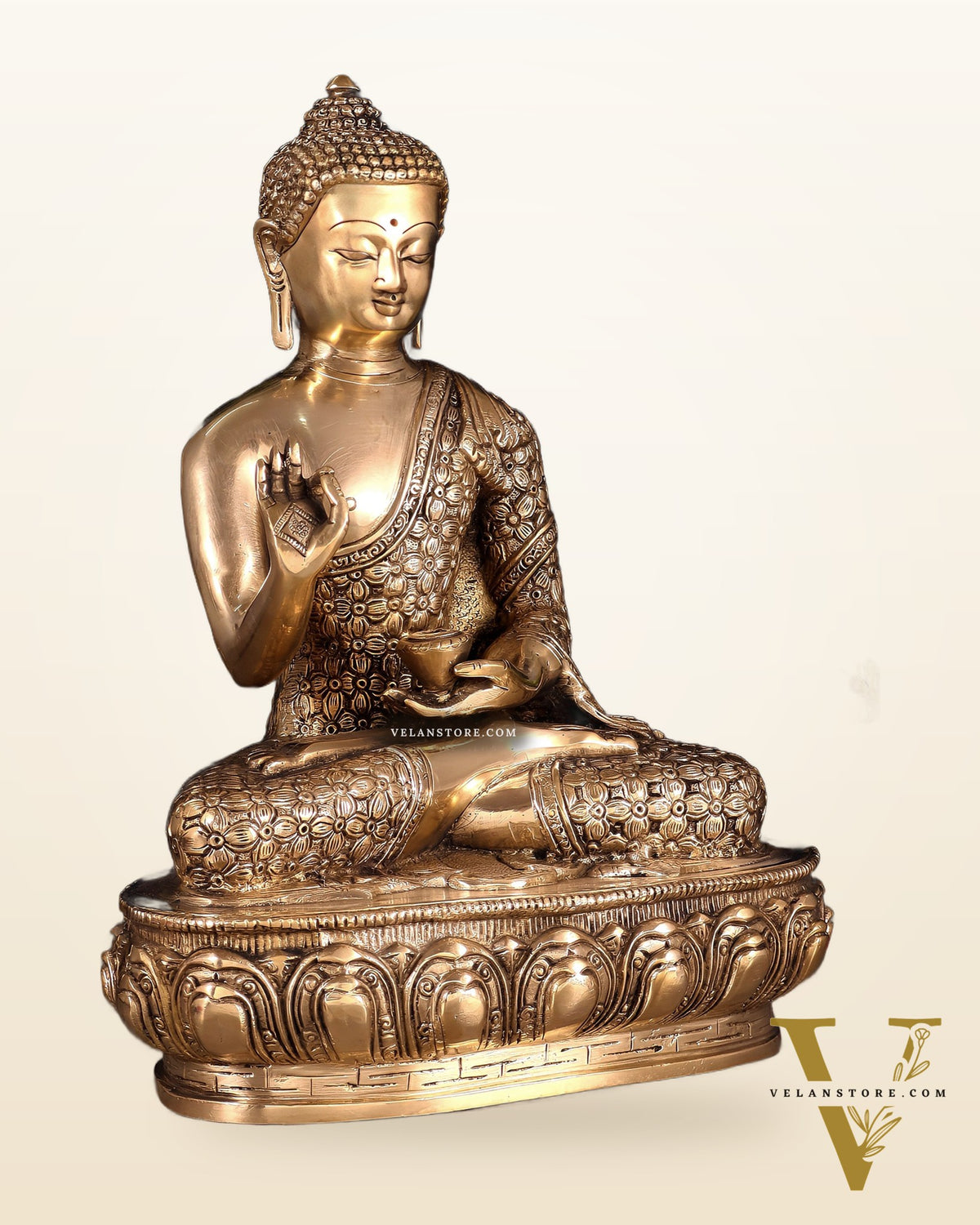 Pure Brass blessing Buddha Sculpture - 13"