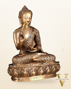 Pure Brass blessing Buddha Sculpture - 13"