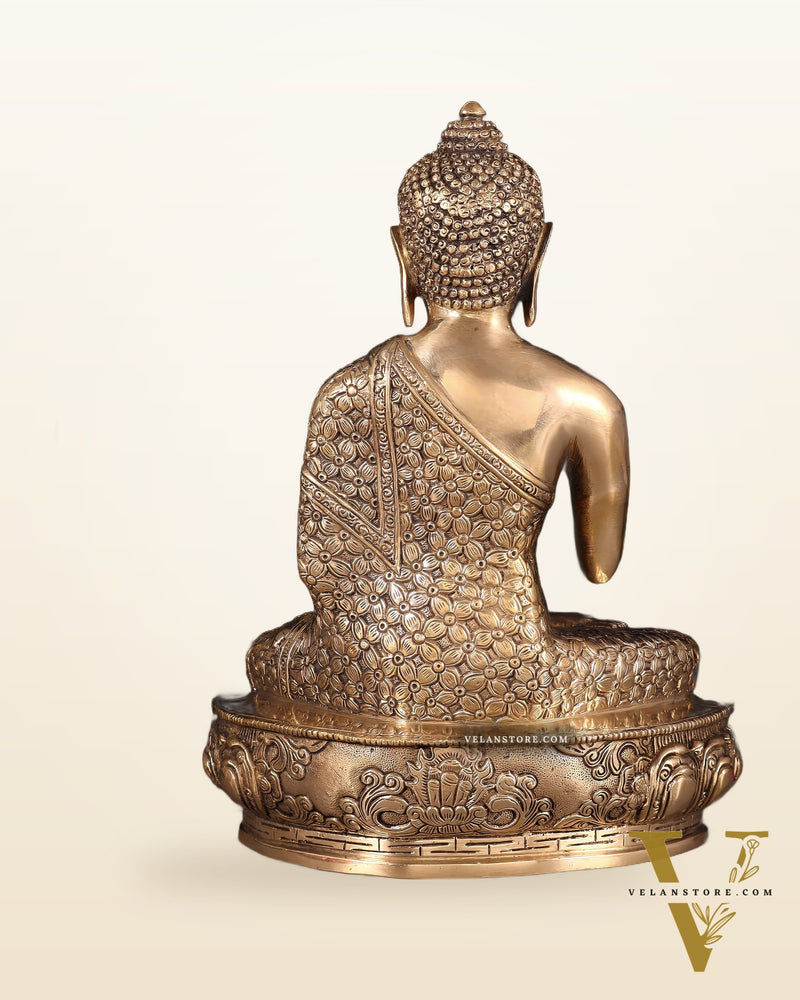 Pure Brass blessing Buddha Sculpture - 13"
