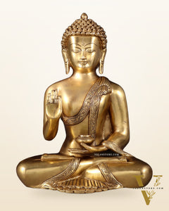 Pure Brass Blessing Buddha Statue 12 simple sober design