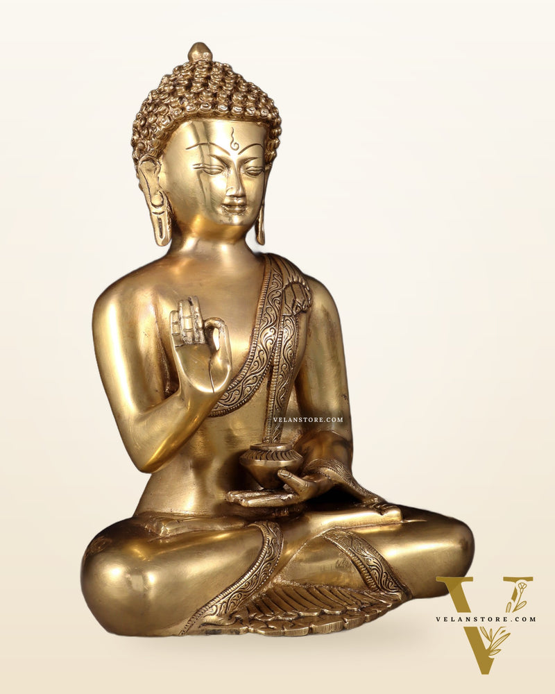 Pure Brass Blessing Buddha Statue 12 simple sober design