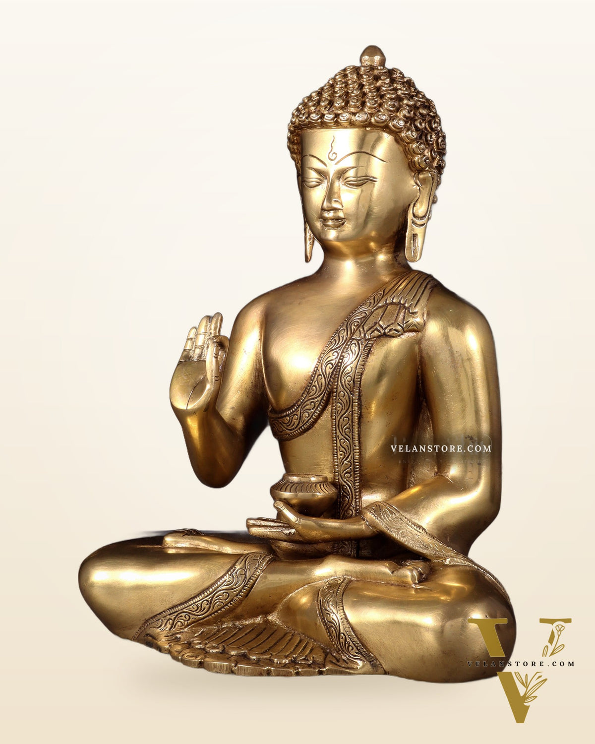 Pure Brass Blessing Buddha Statue 12 simple sober design