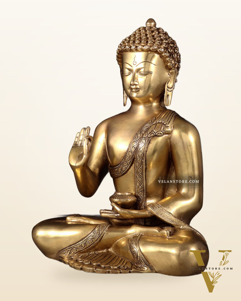 Pure Brass Blessing Buddha Statue 12 simple sober design