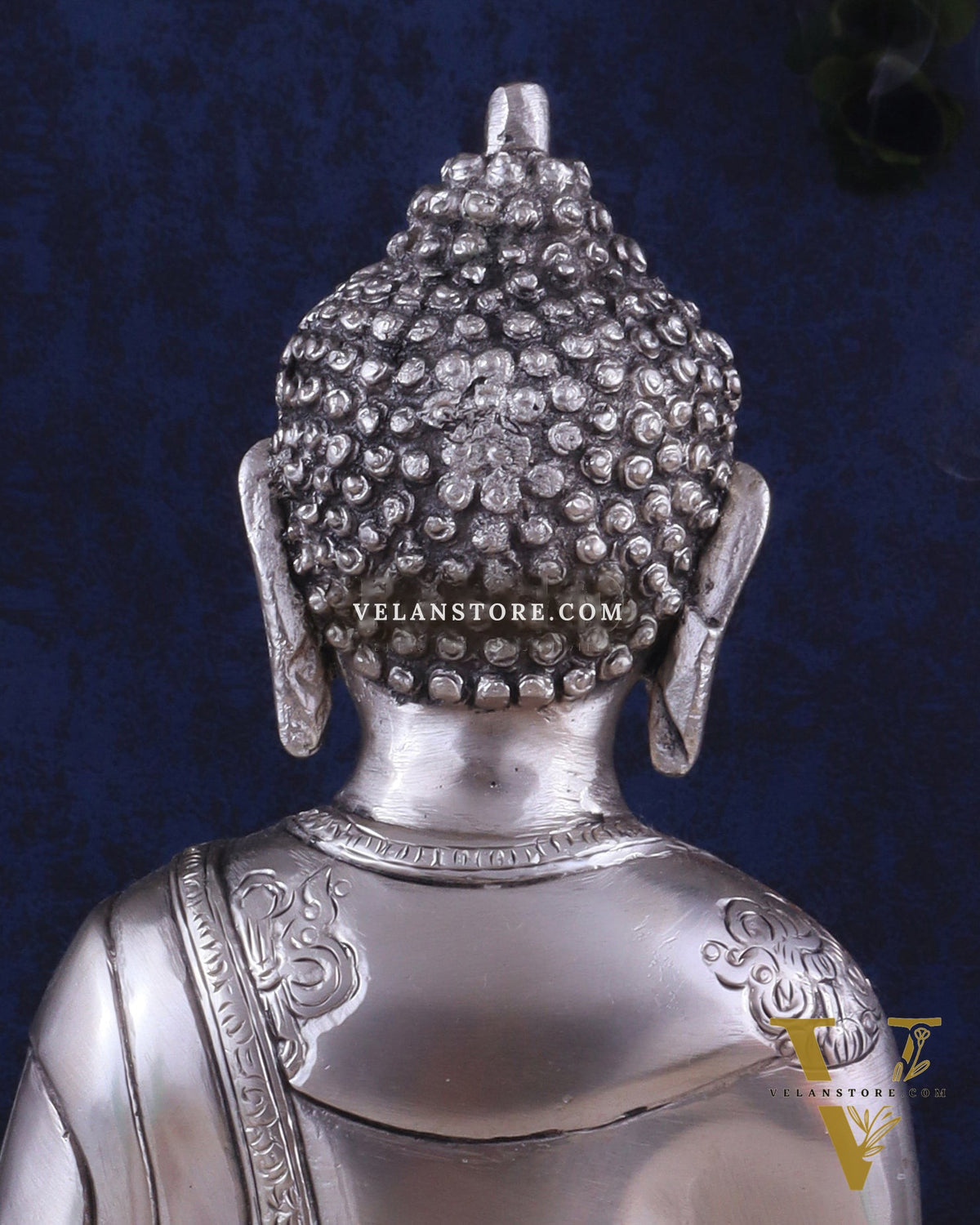 Pure Brass Blessing Buddha Statue - Silver plated , 12.5" Height