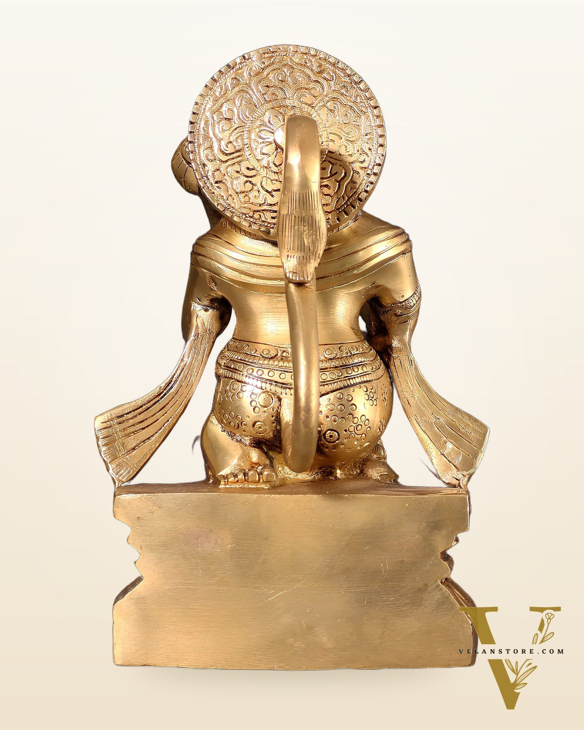 Pure Brass Blessing Hanuman Idol - 8" Enhanced carvings