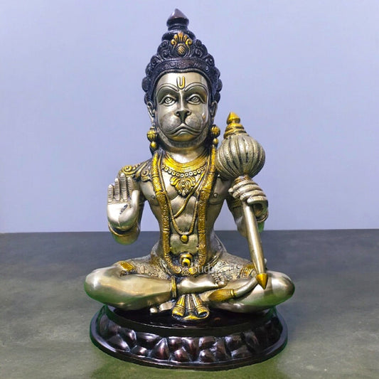 Pure Brass Blessing Hanuman Ji Statue | 15"