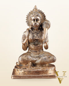 Pure Brass Blessing Hanuman Statue 11.5"