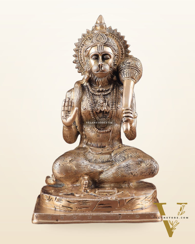 Pure Brass Blessing Hanuman Statue 11.5"