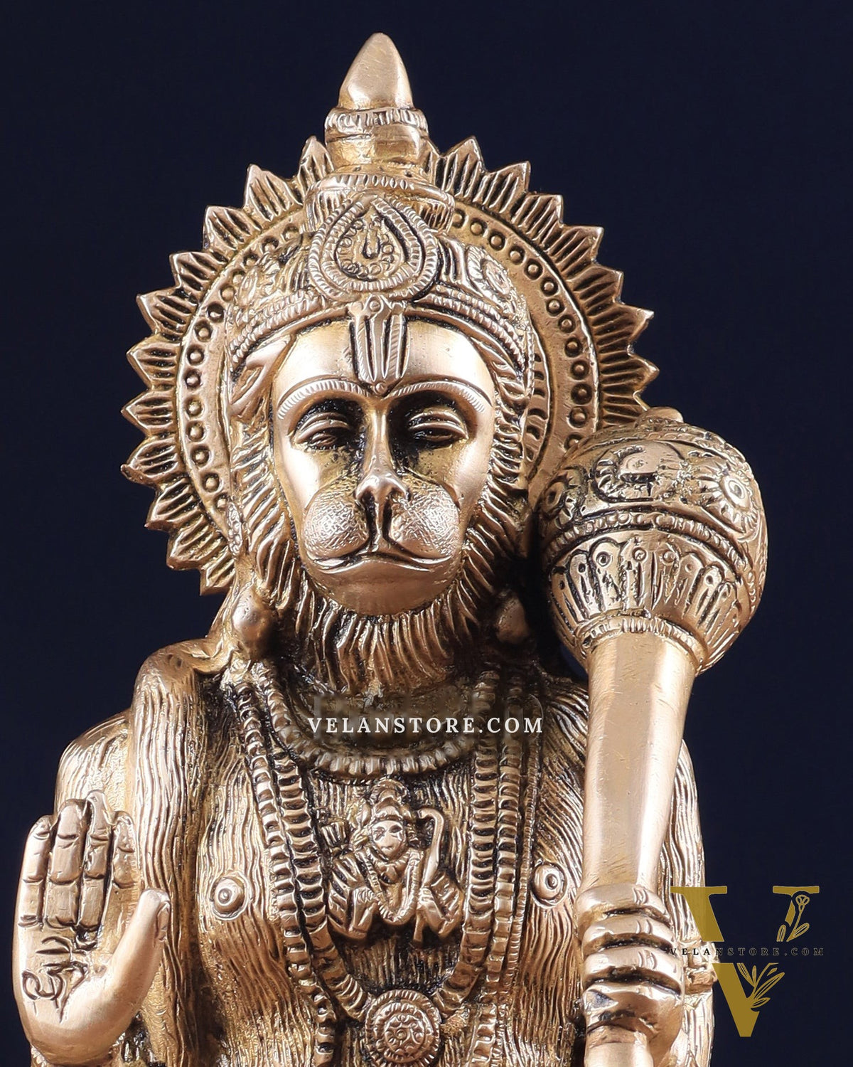 Pure Brass Blessing Hanuman Statue 11.5"