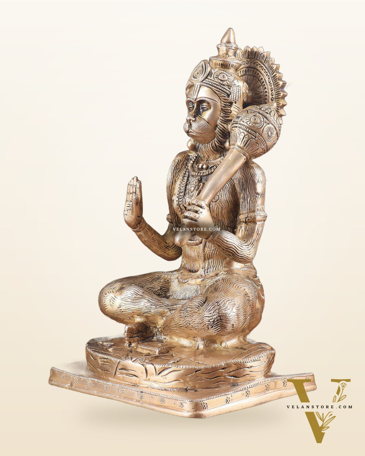 Pure Brass Blessing Hanuman Statue 11.5"