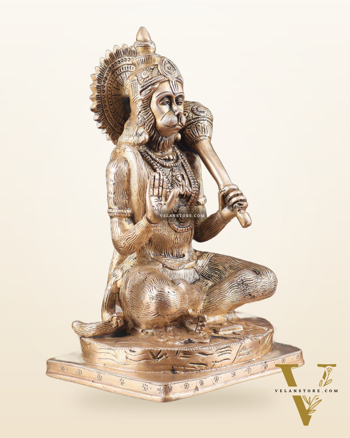 Pure Brass Blessing Hanuman Statue 11.5"