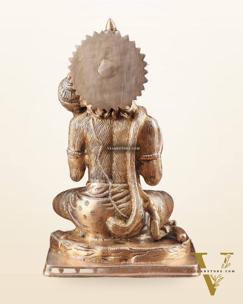 Pure Brass Blessing Hanuman Statue 11.5"