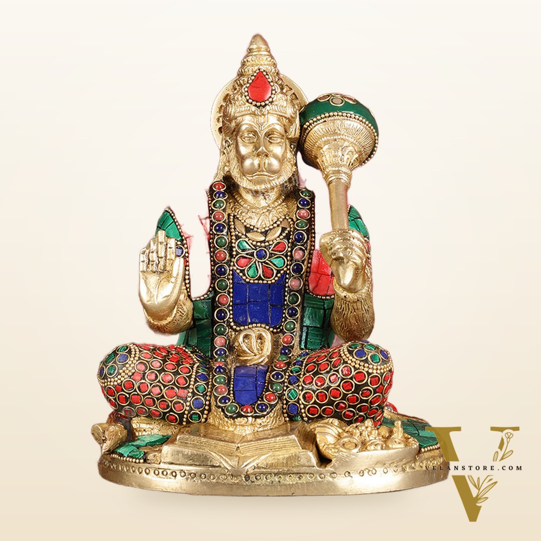 Pure Brass Blessing Lord Hanuman Idol blessing hand 7 inch