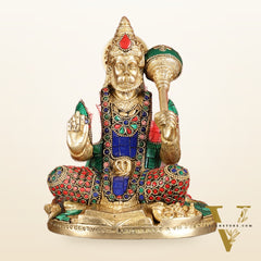 Pure Brass Blessing Lord Hanuman Idol blessing hand 7 inch