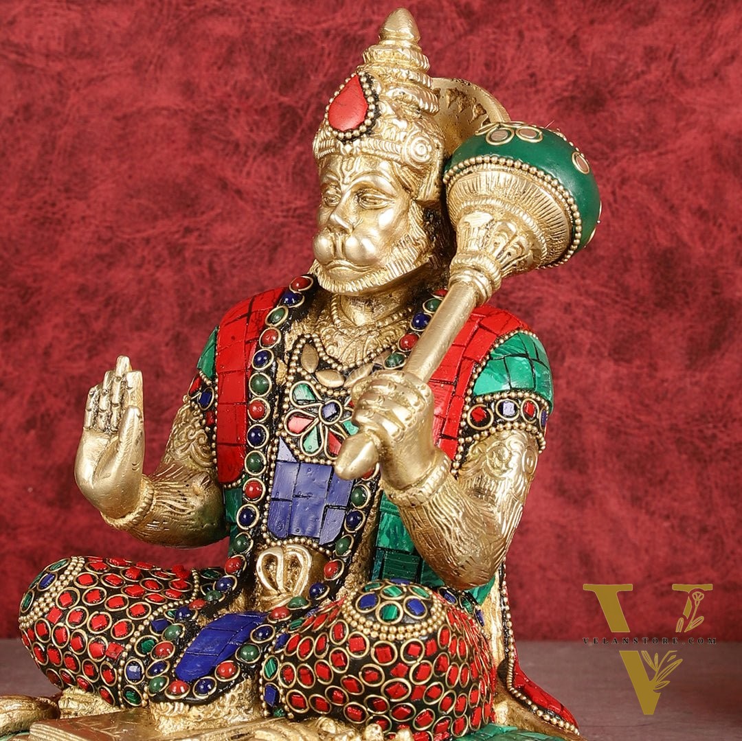 Pure Brass Blessing Lord Hanuman Idol blessing hand 7 inch