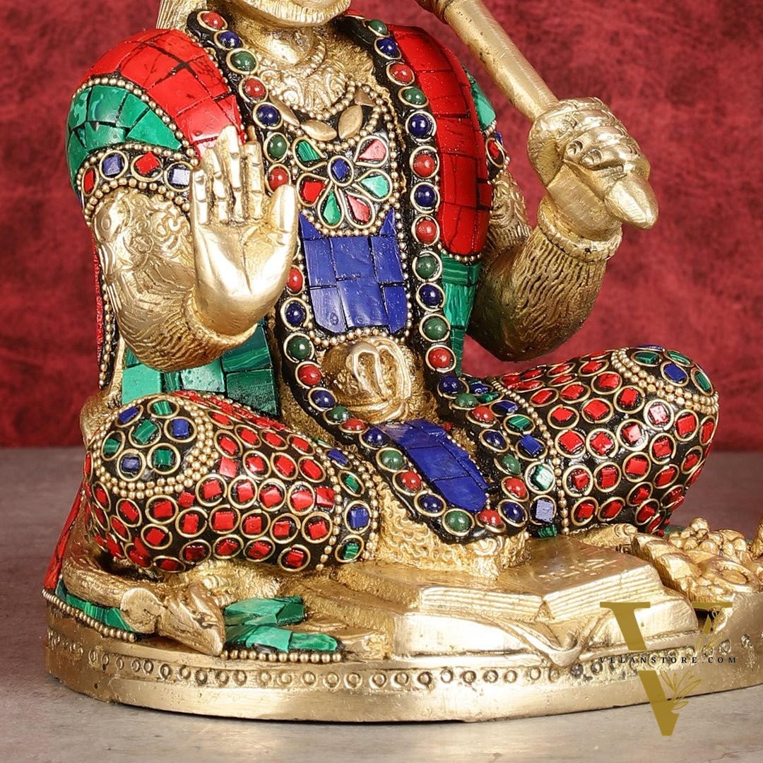 Pure Brass Blessing Lord Hanuman Idol blessing hand 7 inch