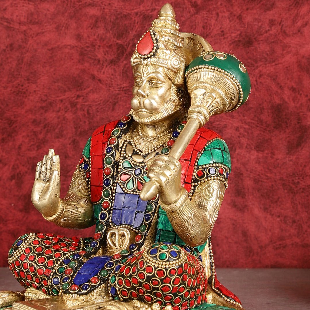 Pure Brass Blessing Lord Hanuman Idol blessing hand 7 inch