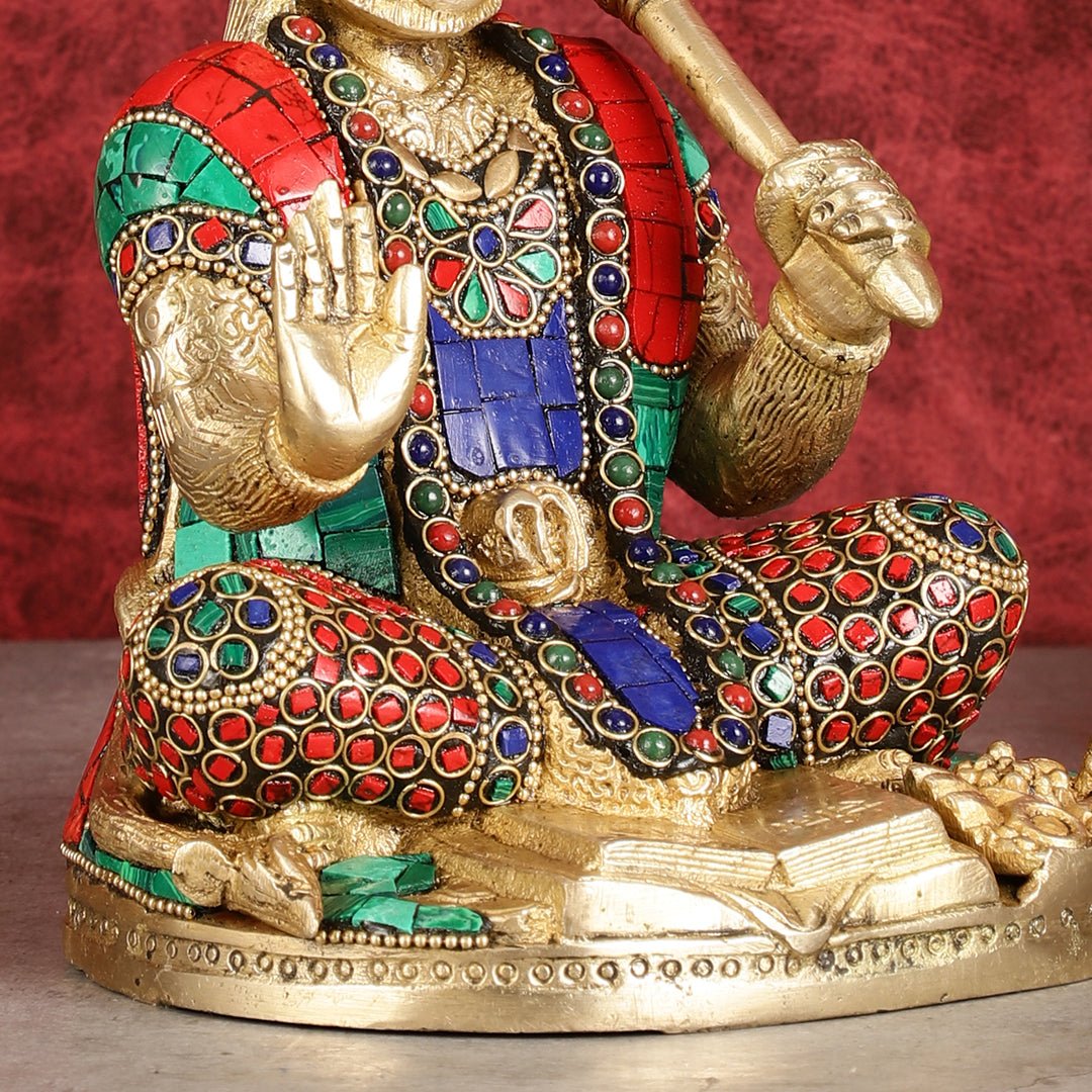 Pure Brass Blessing Lord Hanuman Idol blessing hand 7 inch