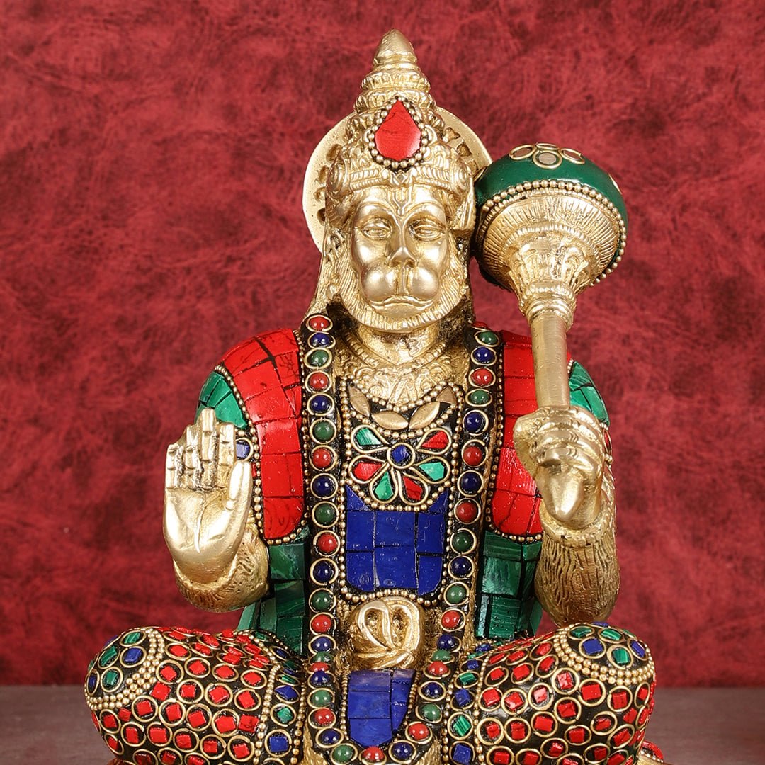 Pure Brass Blessing Lord Hanuman Idol blessing hand 7 inch