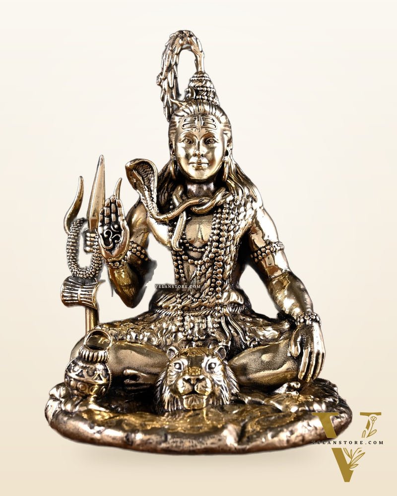 Pure Brass Blessing Lord Shiva Idol 4.5"
