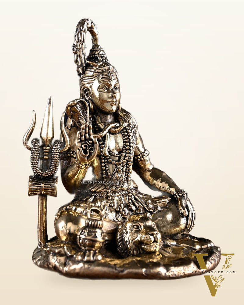 Pure Brass Blessing Lord Shiva Idol 4.5"