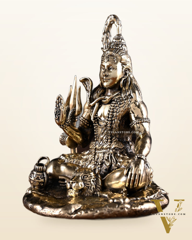 Pure Brass Blessing Lord Shiva Idol 4.5"