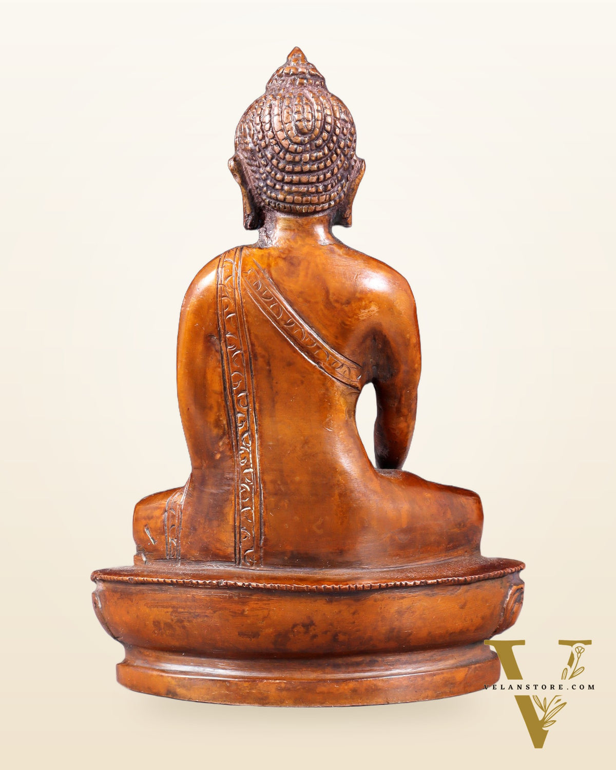 Pure Brass Buddha Bhumisparsha Nirvana Mudra Idol 5.5"