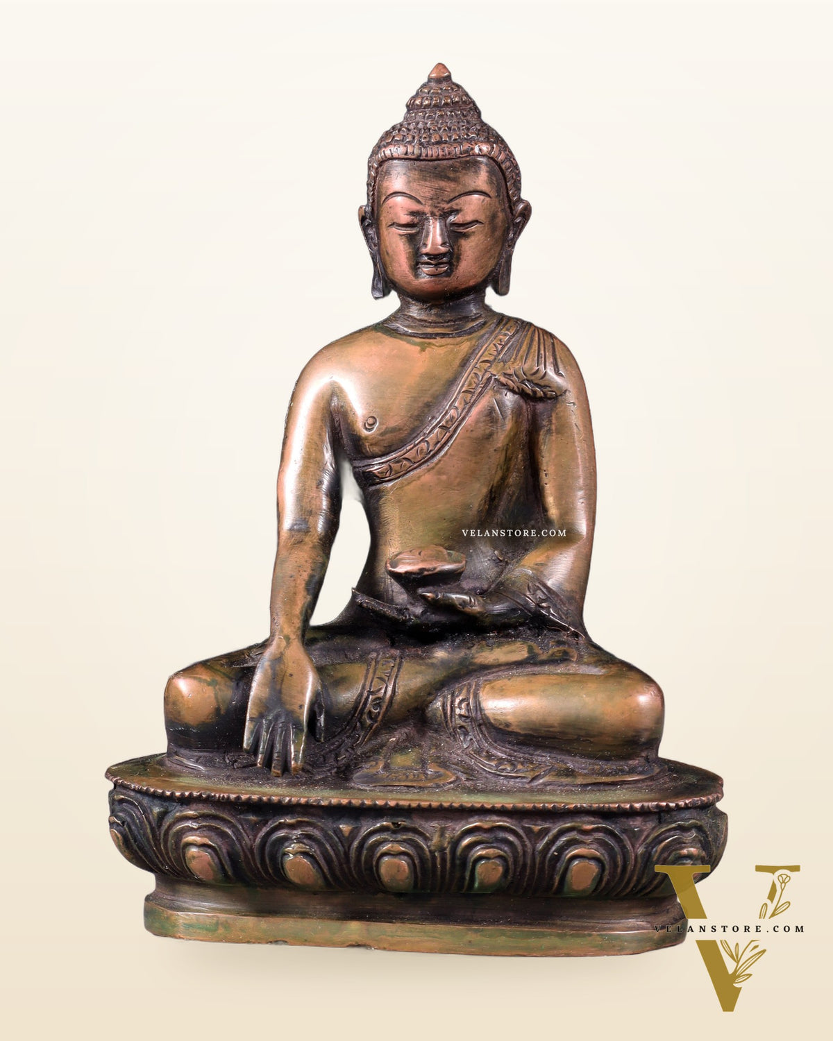 Pure Brass Buddha Bhumisparsha Nirvana Mudra Idol 5.5"
