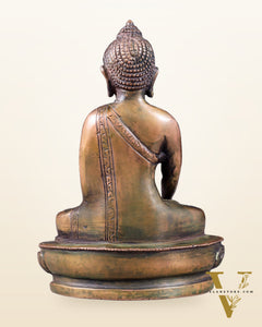 Pure Brass Buddha Bhumisparsha Nirvana Mudra Idol 5.5"