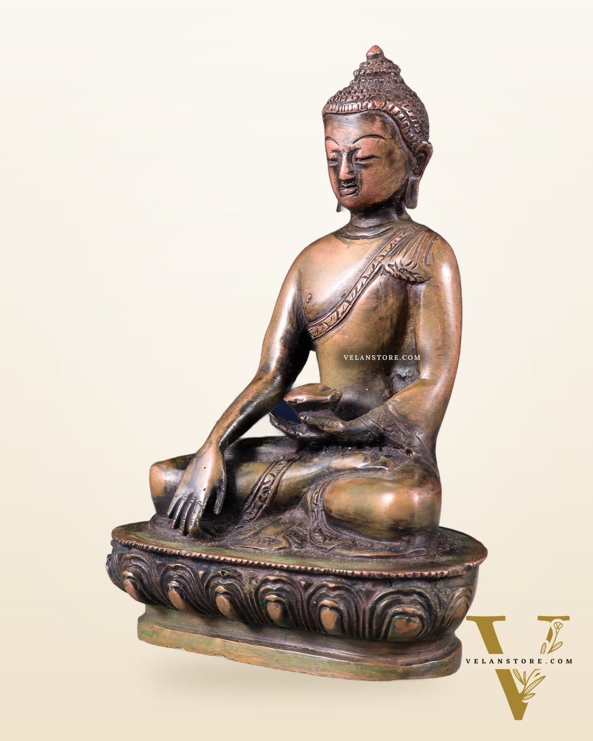 Pure Brass Buddha Bhumisparsha Nirvana Mudra Idol 5.5"