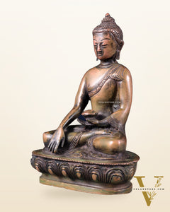 Pure Brass Buddha Bhumisparsha Nirvana Mudra Idol 5.5"