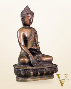 Pure Brass Buddha Bhumisparsha Nirvana Mudra Idol 5.5"