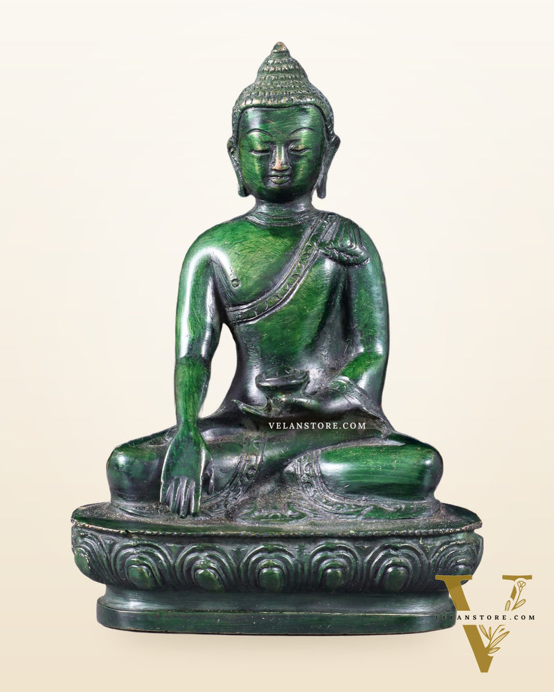 Pure Brass Buddha Bhumisparsha Nirvana Mudra Idol 5.5"